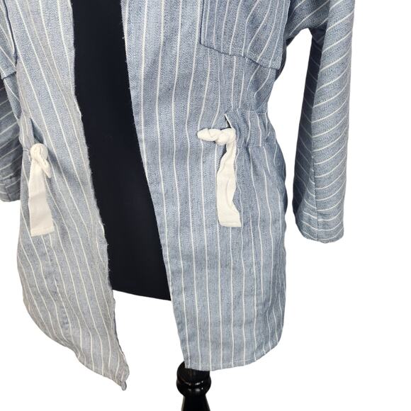 Bobi Black Blue & White Lightweight Jacket Drawstring Waist Small - Picture 3 of 9